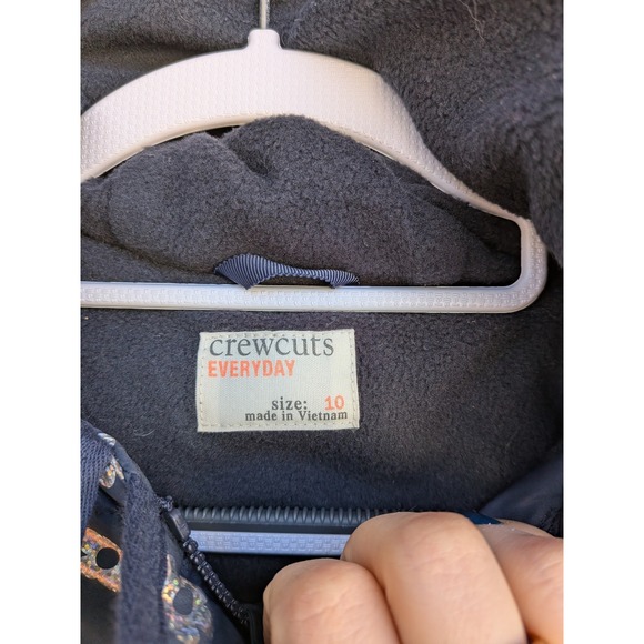 Crewcuts Everyday JCrew Girls Navy and Silver Floral Puffer Coat Size 10 - Picture 2 of 9